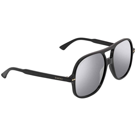 NEW Gucci Silver and Black Aviator Men's Sunglasses